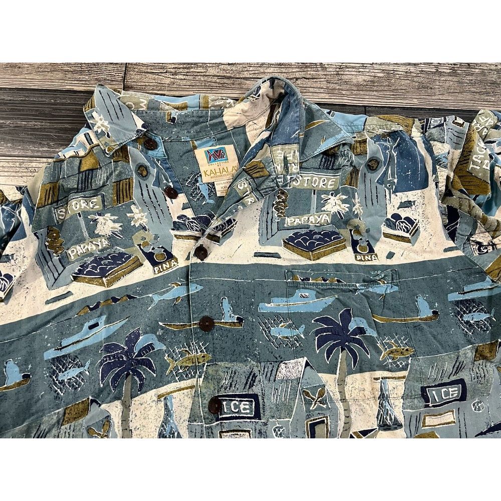 Kahala Avi Collection Rayon Hawaiian‎ Shirt Island Store Print Men's XXL